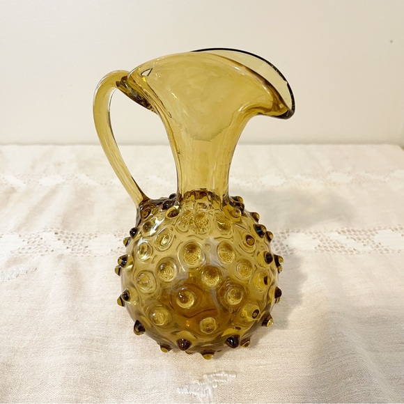 VTG | Empoli | Italian Handblown Art Glass Hobnail Pitcher - Picture 3 of 13